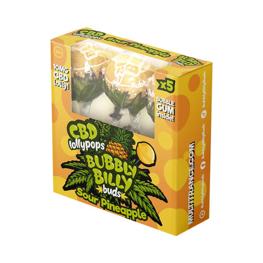 CBD Bubbly Billy Buds Sour Pineapple Lollipop 10mg
