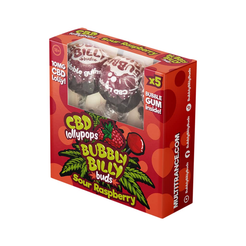 Bubbly Billy Buds CBD Sour Raspberry Lollipop 10mg